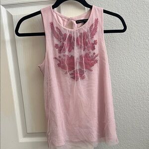 White House Black Market Pink Sleeveless Blouse with Floral Design
